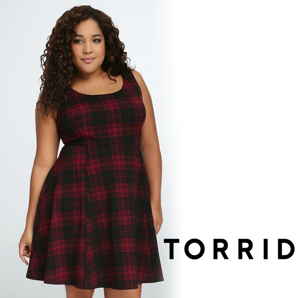 Torrid Plaid red/black Dress - 2X